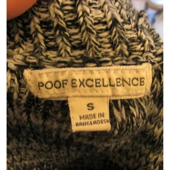 Poof Excellence Women's Black White Marled Cable Knit Long Sleeve Sweater Size S - Picture 6 of 6